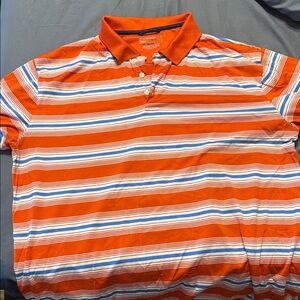 Chaps Orange and Blue Striped Polo Shirt